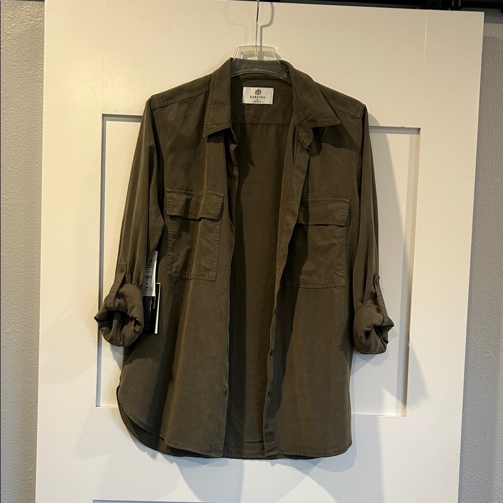 Babaton Olive Green Button-Down Shirt